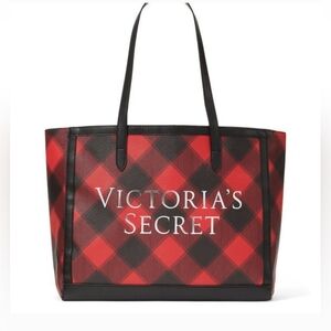 Victoria's Secret Red and Black Plaid Tote Bag Limited Edition